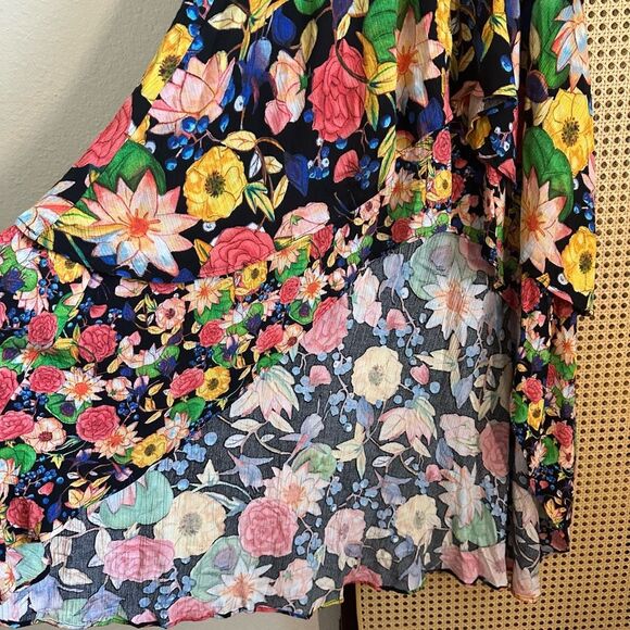 NWT‎ Desigual Multicolor Off-Shoulder Tiered Floral Hi-Lo Dress Size L - Picture 7 of 12